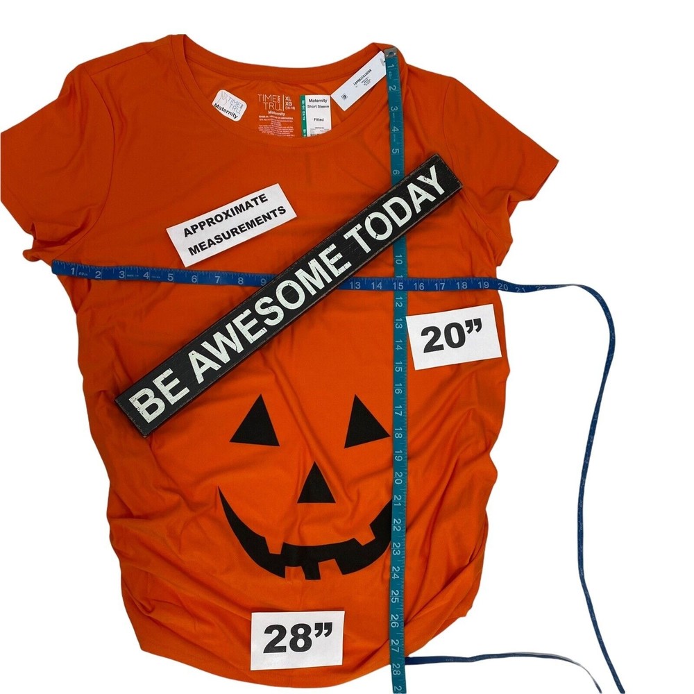 Time and Tru Maternity Top Size XL Pumpkin Short Sleeve Ruched Stretch - Picture 10 of 12